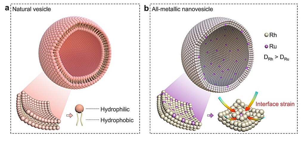 Metallic nanosheets curl into nanovesicles