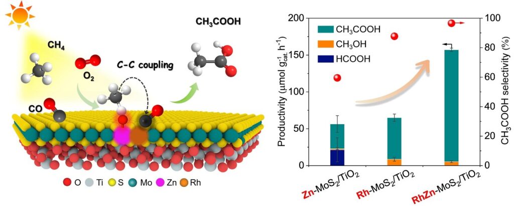 Atomic pair catalyst converts methane to acetic acid with high efficiency